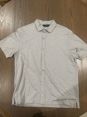 Hart Schaffner Marx Light Gray Short-Sleeve Button-Front Polo